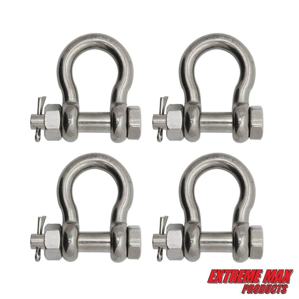 Extreme Max Extreme Max 3006.8378.4 BoatTector Stainless Steel Bolt-Type Anchor Shackle - 1/2", 4-Pack 3006.8378.4 - main